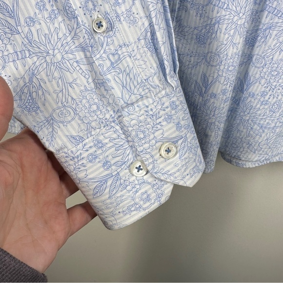 Bugatchi Shaped Fit Mixed Print Flip Cuff Shirt XL - Picture 4 of 9